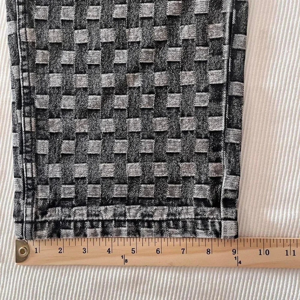 Round Two Basket Weave Checkerboard Denim Jeans Black Grey Mens 30 NEW